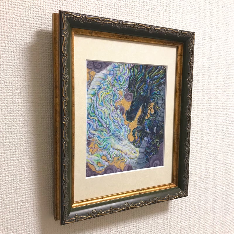 陰陽龍　原画　龍神　龍画 陰陽双龍】 ～龍神オラクルカード制作日記～ 白と黒の龍神様完成です