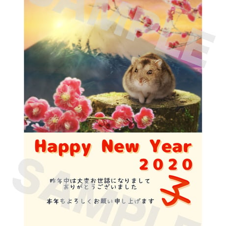 2020年 子年　ハムスター年賀状 （Happy New Year ver.）