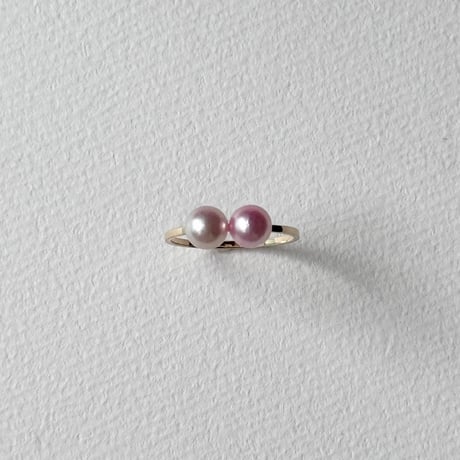 #828 ロゼ・ペルル5mm 2粒リング