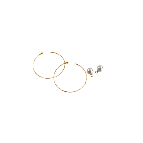 【K18】#15 冬花  Akoya Hoop Earrings large