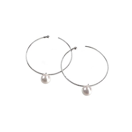 【K18】#14 冬花  Akoya Hoop Earrings large