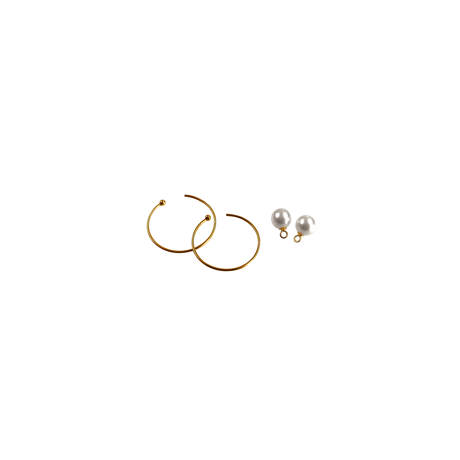 【K18】#13 冬花  Akoya Hoop Earrings small