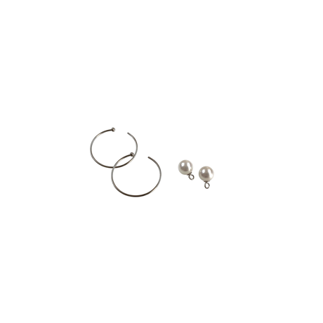 【K18】#12 冬花  Akoya Hoop Earrings small