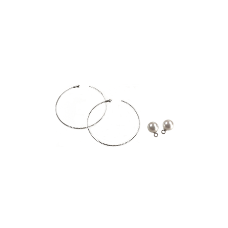 【K18】#14 冬花  Akoya Hoop Earrings large