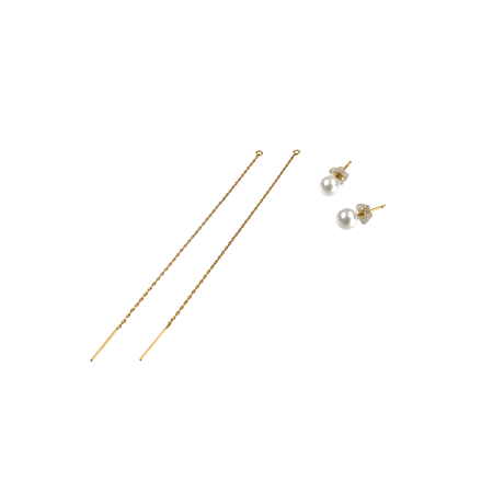 【K18】#1 冬花 Akoya 2way Long Earrings