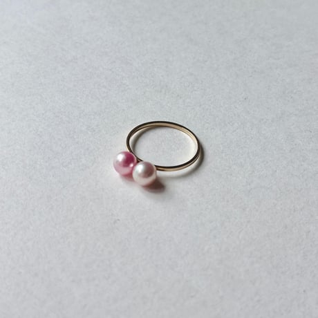 #827 ロゼ・ペルル6mm 2粒リング