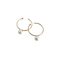 【K18】#13 冬花  Akoya Hoop Earrings small