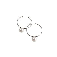 【K18】#12 冬花  Akoya Hoop Earrings small
