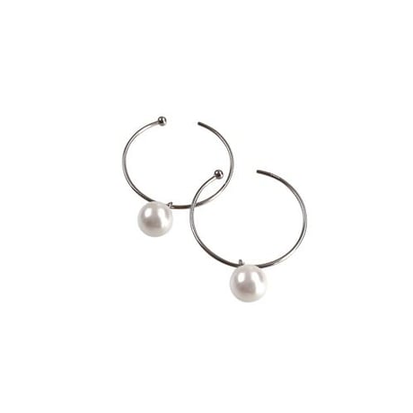 【K18】#12 冬花  Akoya Hoop Earrings small