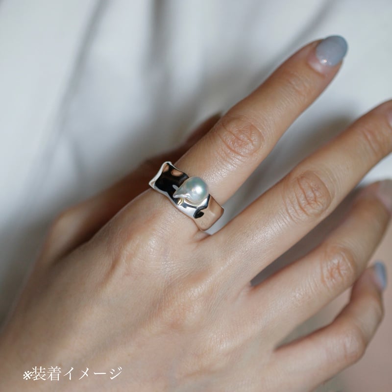 ririn　　コンク天然真珠 Pt900 741 金魚真珠リング(3) 17号 | SEVEN THREE.