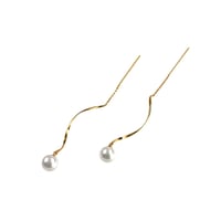 【K18】#11 冬花  Akoya Wave Earrings