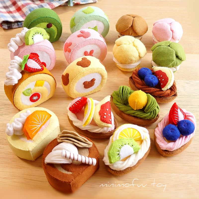 PDF型紙レシピ】フェルトの洋菓子セット | minimofuu toy's shop