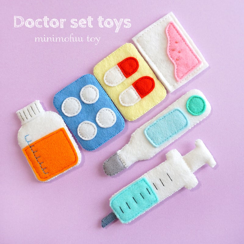 PDF型紙レシピ】お医者さんセット(平面デザイン) | minimofuu toy's shop