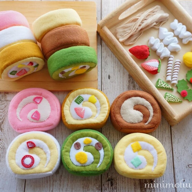 PDF型紙レシピ】フェルトのロールケーキ | minimofuu toy's shop