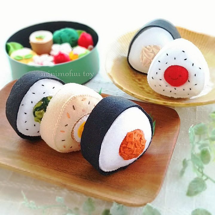 PDF型紙レシピ】具が外せる＊フェルトのおにぎり | minimofuu toy's shop