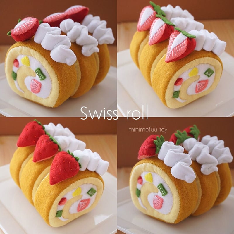 PDF型紙レシピ】フェルトのロールケーキ | minimofuu toy's shop