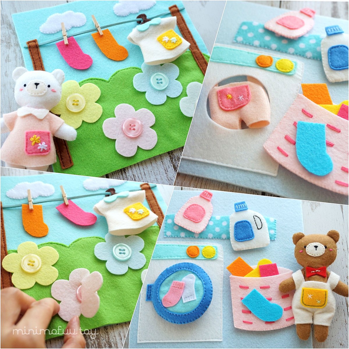 型紙レシピ】フェルトの布絵本 | minimofuu toy's shop
