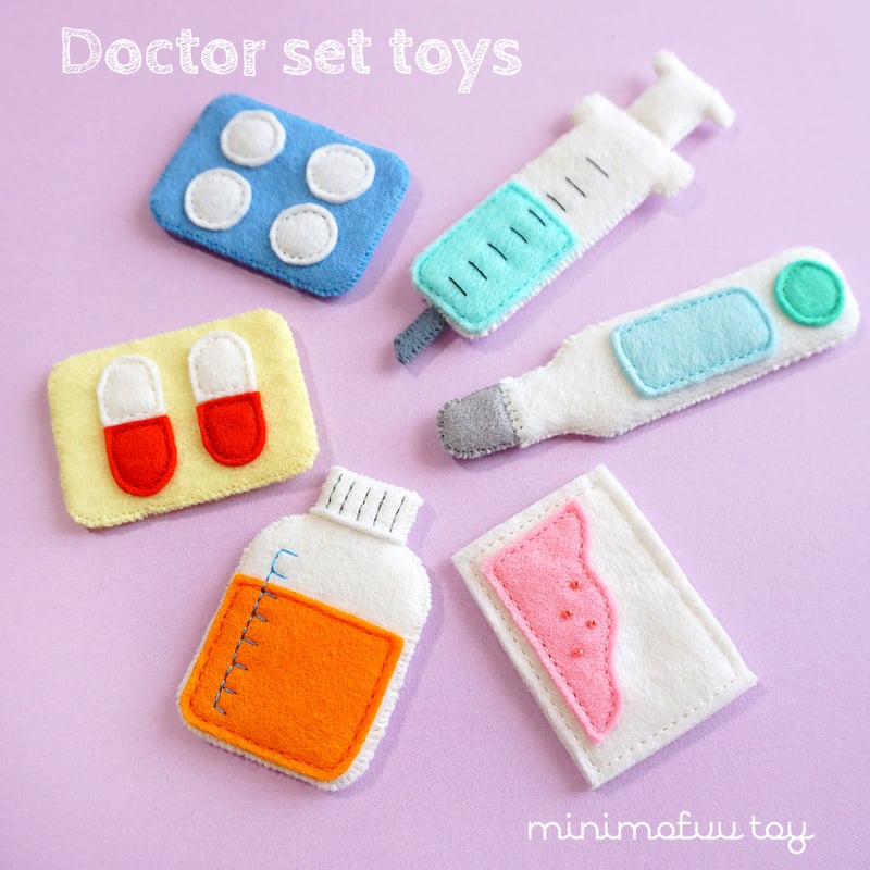 PDF型紙レシピ】お医者さんセット(平面デザイン) | minimofuu toy's shop