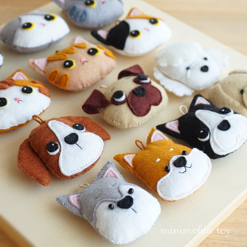 PDF型紙レシピ】犬＆猫のマスコット | minimofuu toy's shop