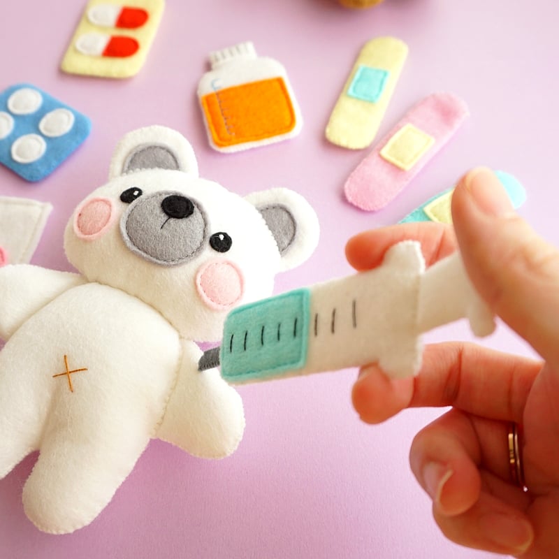 PDF型紙レシピ】お医者さんセット(平面デザイン) | minimofuu toy's shop