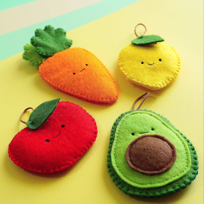 型紙レシピ】フェルトの野菜と果物(平面マスコット) | minimofuu toy's