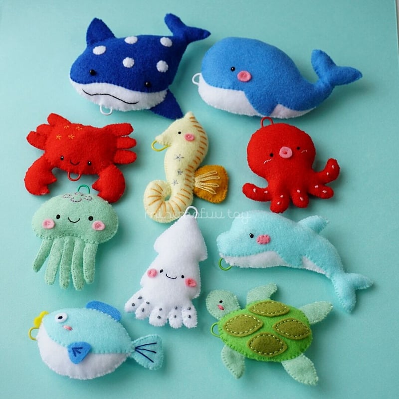 ✿羊毛フェルト✿かものはしくんの魚釣り✿みんなで一緒✿ PDF型紙レシピ】フェルトの魚釣りセット | minimofuu toy's shop
