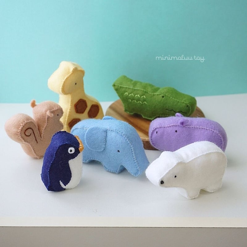 PDF型紙レシピ】フェルトのどうぶつマスコット | minimofuu toy's shop
