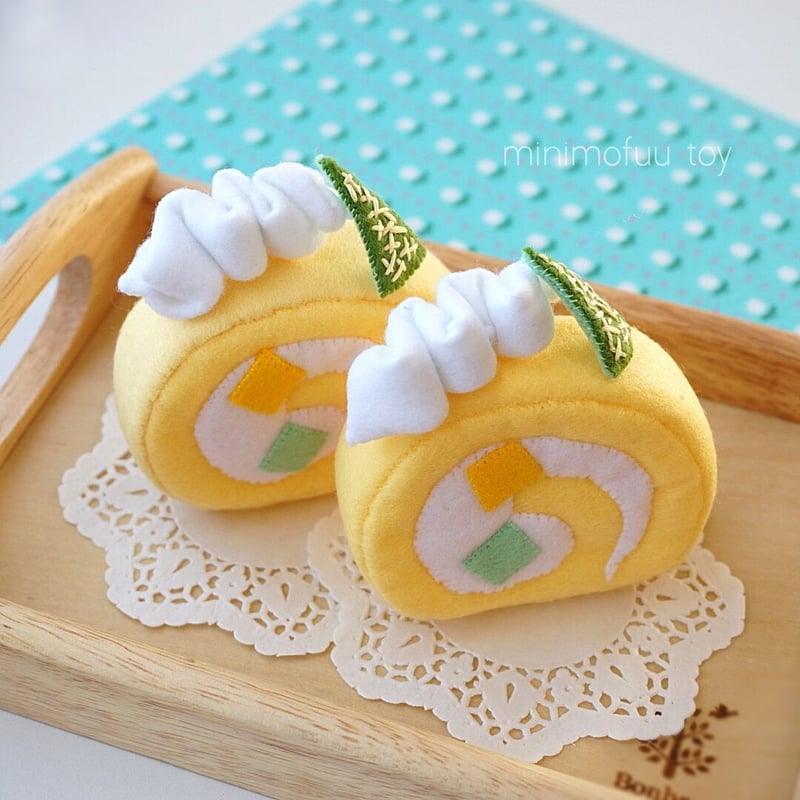 PDF型紙レシピ】フェルトのロールケーキ | minimofuu toy's shop