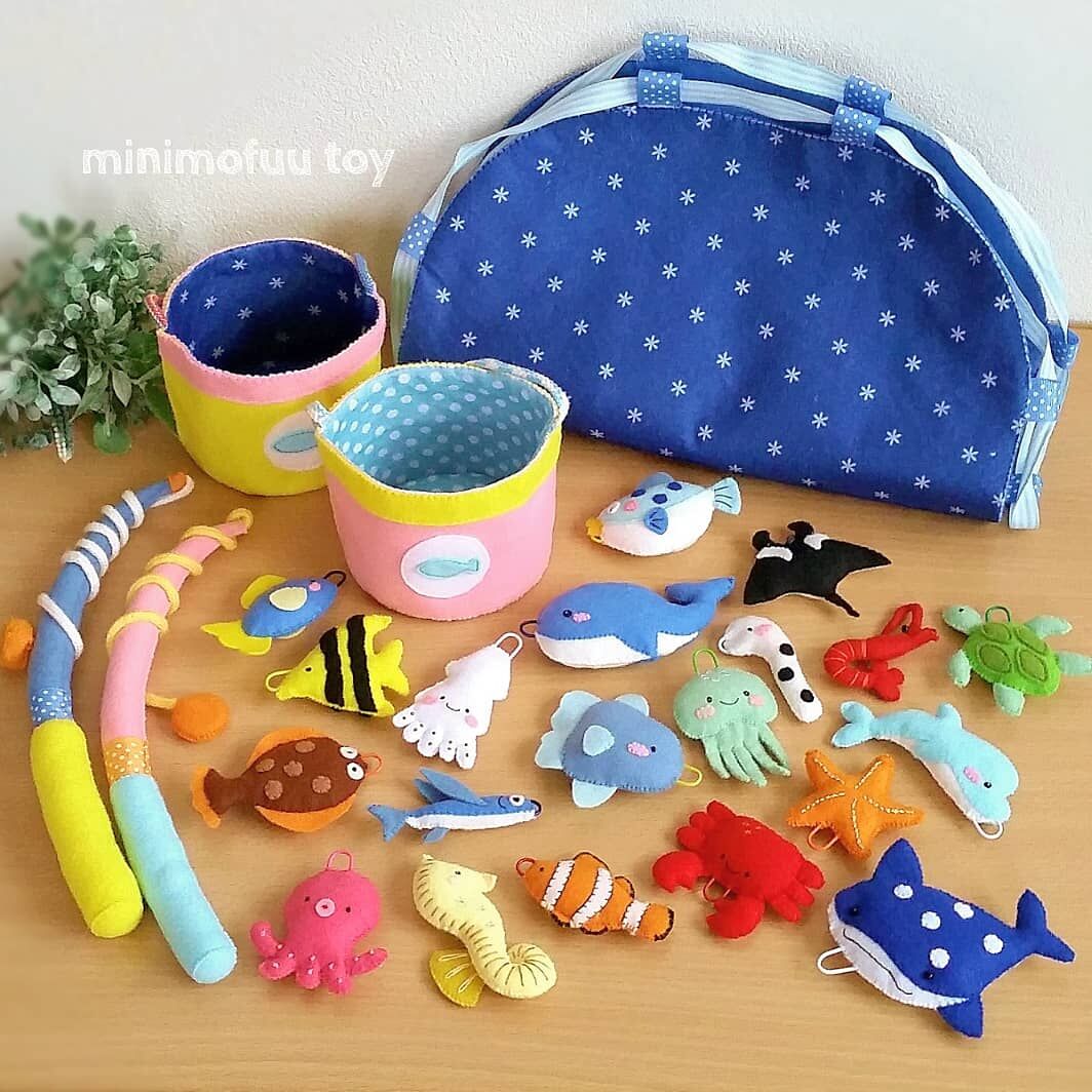PDF型紙レシピ】フェルトの魚釣りセット | minimofuu toy's shop