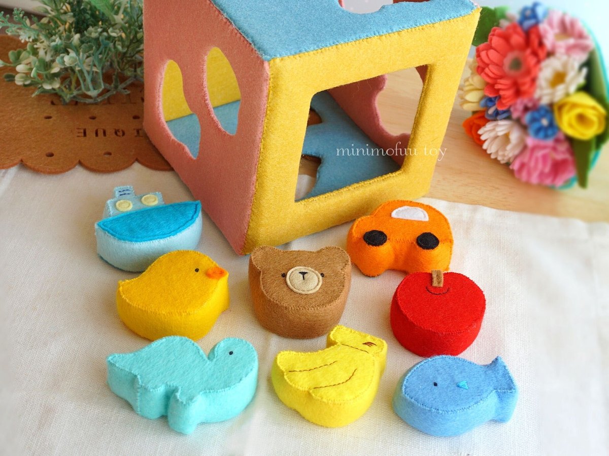 PDF型紙レシピ】フェルトの型はめパズルBOX | minimofuu toy's shop
