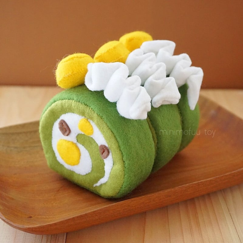 ✿ErikoT様用✿羊毛フェルト✿小さなぶたさん✿抹茶のロールケーキ どうぶつの森】ジュンくん作ってみた【抹茶ロールケーキ