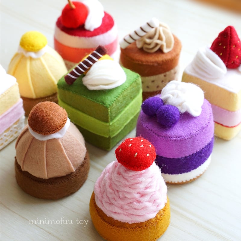 型紙レシピ】フェルトのプチケーキセット | minimofuu toy's shop