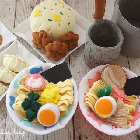【PDF型紙レシピ】フェルトのラーメンセット