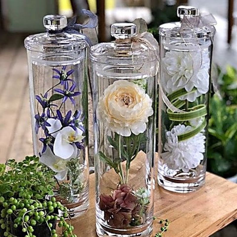 クリアリー【瓶入りアーティフィシャルフラワー】/ ラナンキュラス