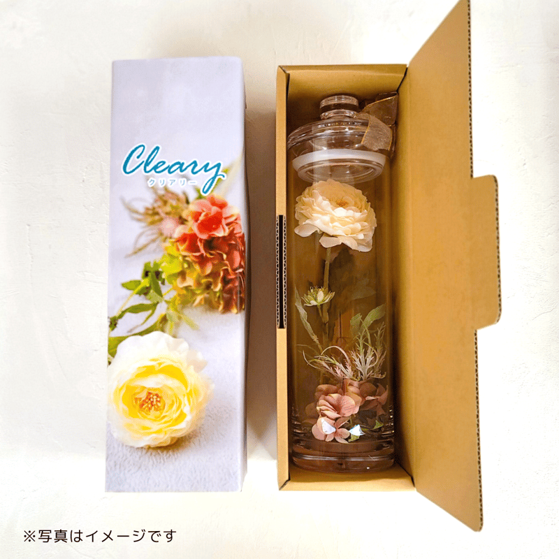 クリアリー【瓶入りアーティフィシャルフラワー】/ ラナンキュラス