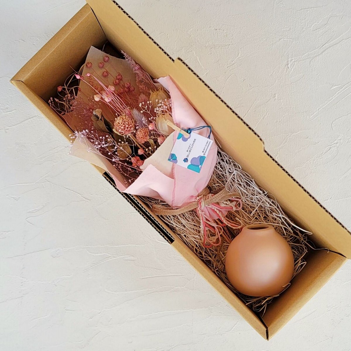 ドライフラワースワッグ&花瓶/ピンク | 華つねまつ