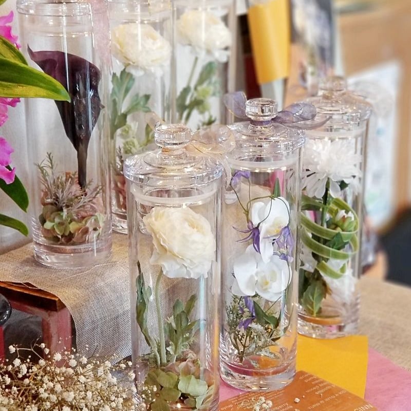 クリアリー【瓶入りアーティフィシャルフラワー】/ ラナンキュラス