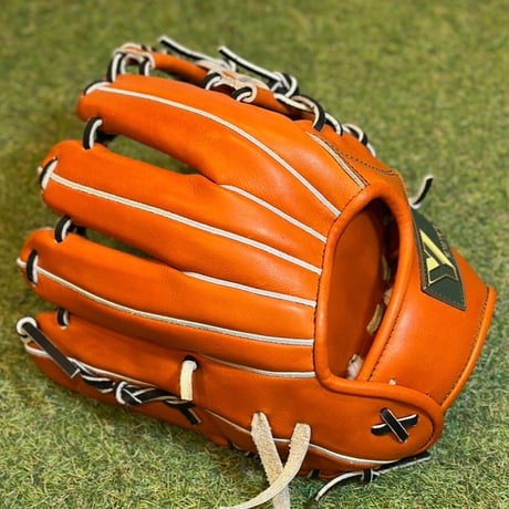 YAMAMOTO Pro Essential　硬式小指2本入れ専用内野用　H6  ブラウンオレンジ×紐ブラック×ステッチグリーン　Hウェブ