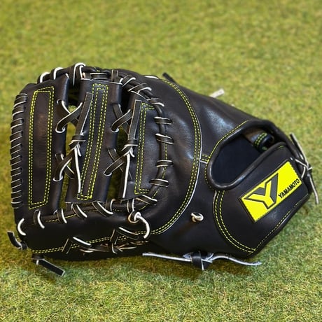 YAMAMOTO Pro Essential　ファーストミット　32F  Yブラック×紐ブラック×ステッチネオンイエロー  左投げ