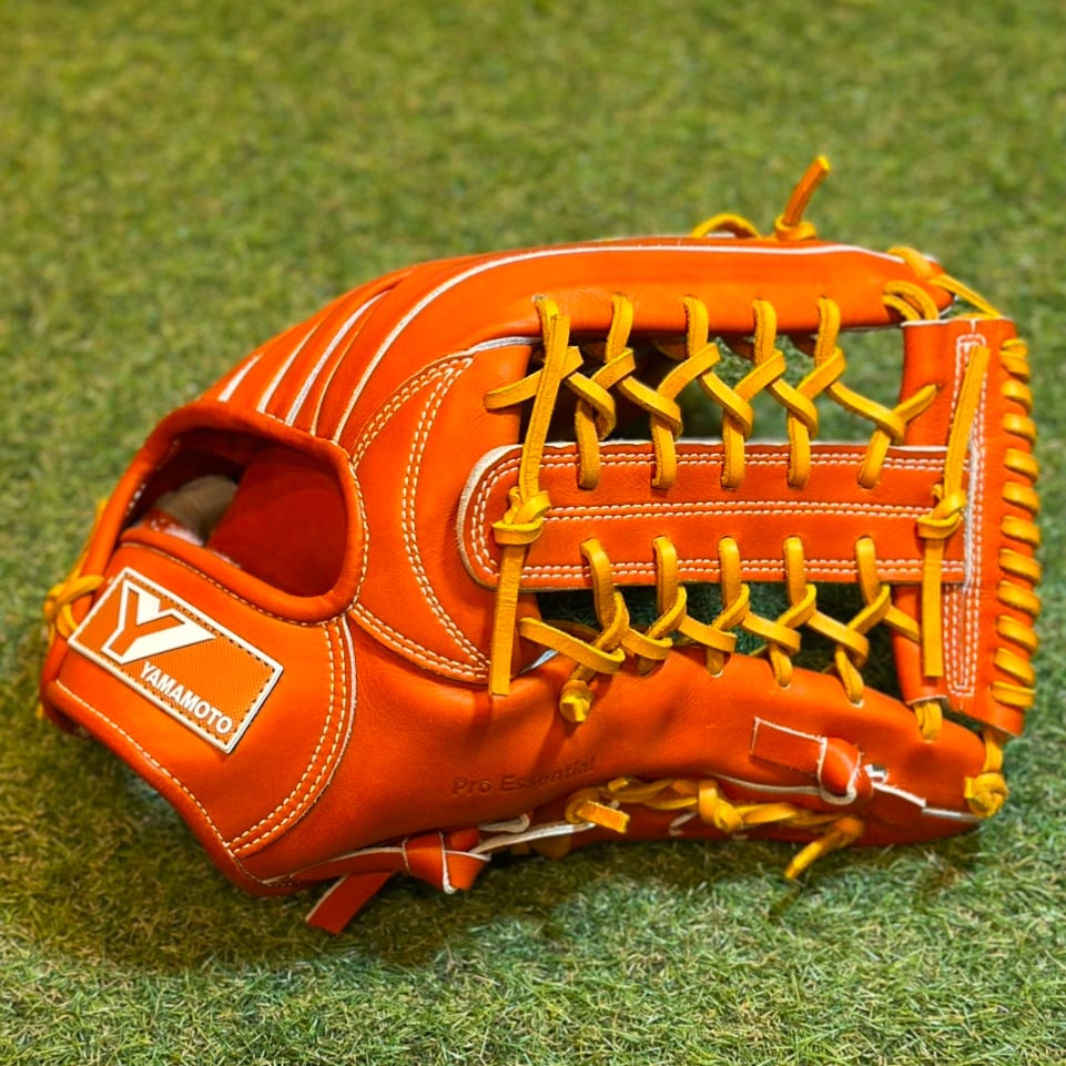 YAMAMOTO Pro Essential 硬式外野用 CG98 ブラウンオレンジ×紐タン