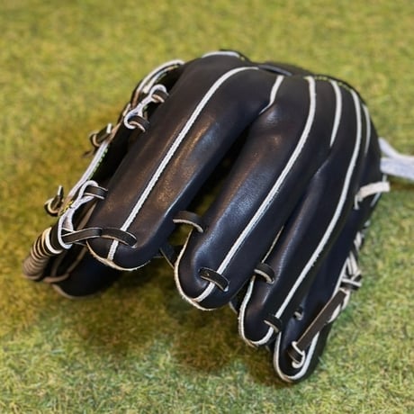 YAMAMOTO Pro Essential　硬式小指2本入れ専用内野用　H6  Yブラック×紐ブラック×ステッチネオンイエロー　Hウェブ