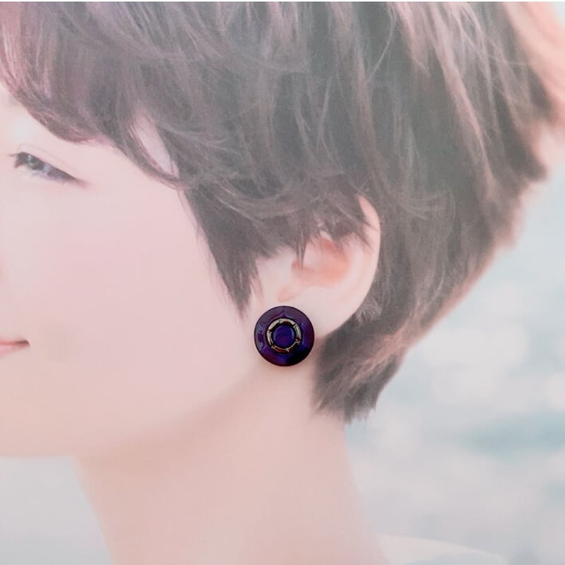 ラタン　ネイビー　ボタン　ピアス　イヤリング　リボン　ヴィンテージ　大ぶり　花 ラタン ネイビー ボタン ピアス イヤリング リボン ヴィンテージ