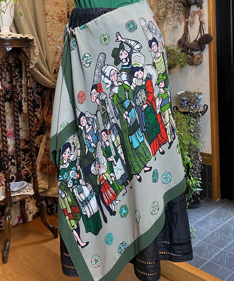 【民族衣装】gottex プリーツスカート イスラエル 派手！ 民族衣装】gottex プリーツスカート イスラエル 派手！