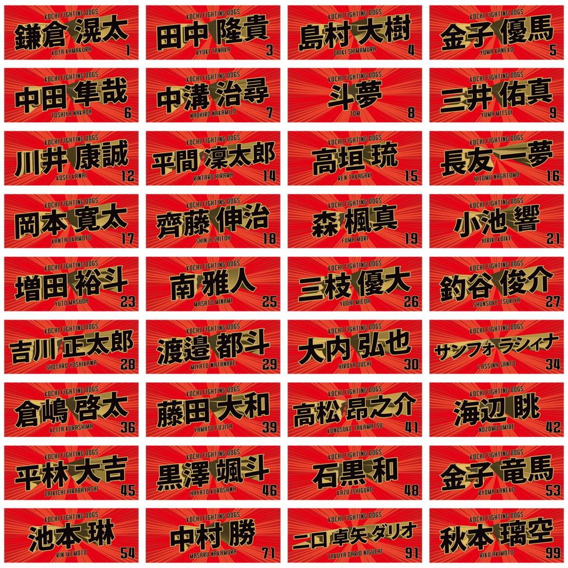 受注生産／予約】2026 選手名フェイスタオル（赤） | 高知FD公式