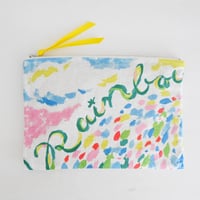 【 Flat Pouch L】  'Rainbow maker' / Blue