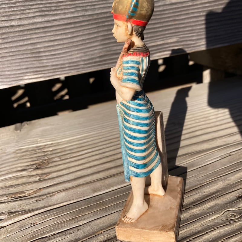 イタリア製アンティークアートドール】珍しいラー神の化身ファラオ像