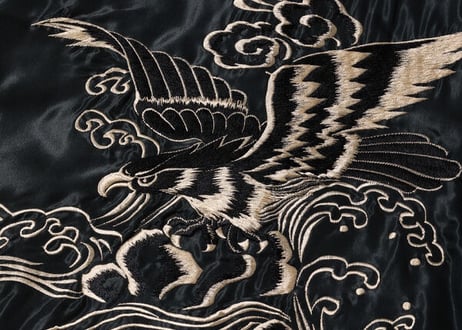 テーラー東洋スカジャン  Acetate Quilted Souvenir Jacket  “BLACK EAGLE” × “LANDSCAPE”
