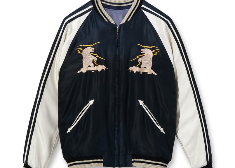 希少】テーラー東洋 スカジャン 別珍 ベロア 白熊 グリーンランド 鷹 S