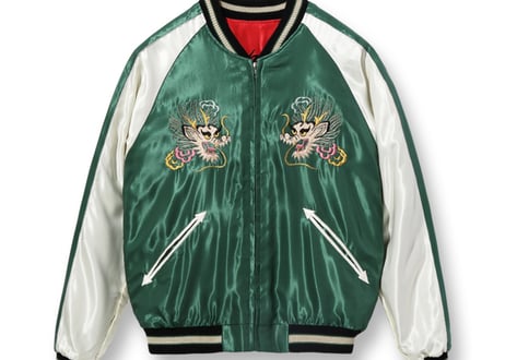 テーラー東洋スカジャン  ACETATE SOUVENIR JACKET “BLACK TIGER” × “GOLD DRAGON”　辰 龍