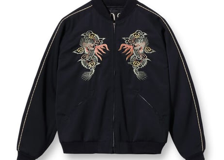港商スカジャン  Mid 1940s Style Wool Gabardine × Acetate Souvenir Jacket  “YOKOSUKA DRAGON” × “JAPAN MAP”